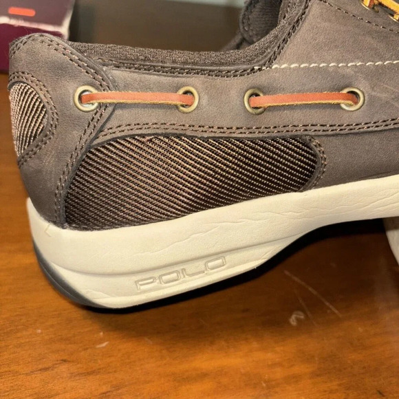 Polo Ralph Lauren Carrick Leather Boat Shoes Men's Size 8D Brown White Preppy - Picture 5 of 11